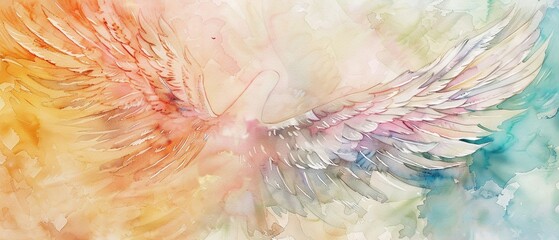 Soft watercolor rendering of angel wings