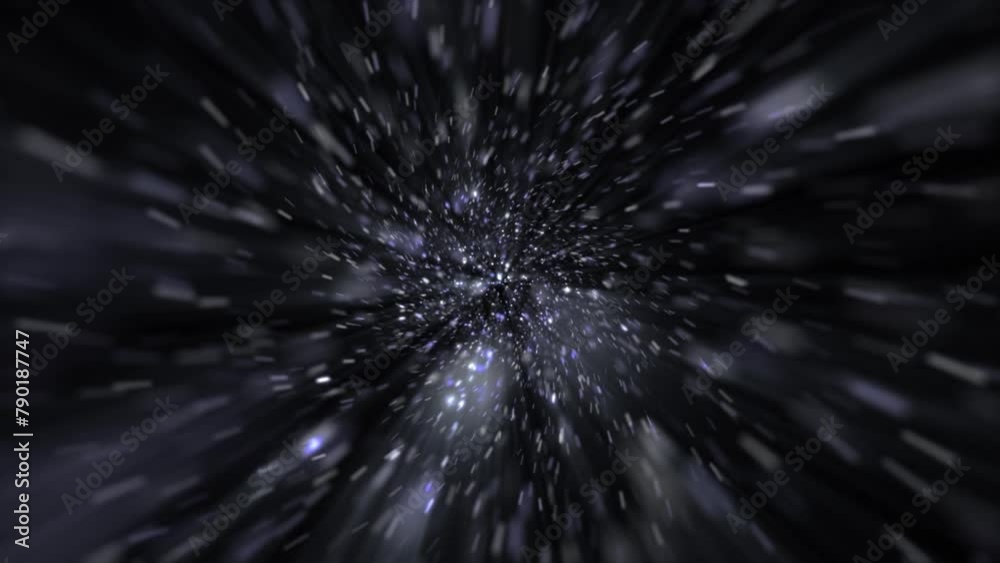Wall mural cosmic interstellar hyperspace motion background animation. flying at warp speed through glowing gal