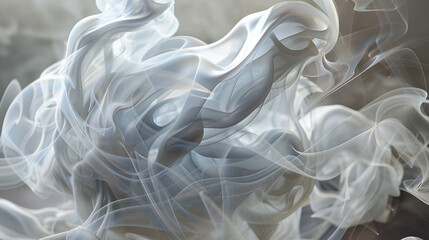 Wispy tendrils of smoke intertwine, forming a mesmerizing and ever-changing sculpture. - obrazy, fototapety, plakaty