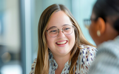 Job hiring interview with mental disability candidate for inclusive and equal rights business