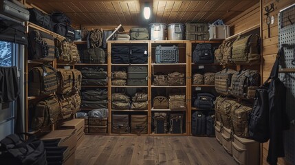 armory interior. Weapon storage shelves