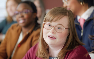 Fototapeta premium Job hiring interview with mental disability candidate for inclusive and equal rights business