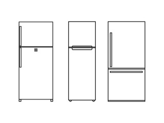 Refrigerator outline. Set of refrigerator, freezer, outline vector. Refrigerator line art used for symbols, logos, mascots, icons, signs, or any design you want.