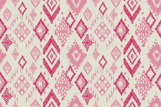 Ethnic abstract ikat art. Seamless pattern in tribal, folk embroidery, and Mexican style. Aztec geometric art ornament print.Design for carpet, wallpaper, clothing, wrapping, fabric, cover, textile