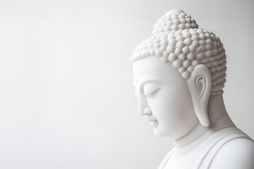 Buddha statue in minimalistic white, perfect for zen and wellness themes