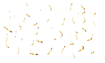 Golden glitter confetti falling down on transparent background. Vector illustration.