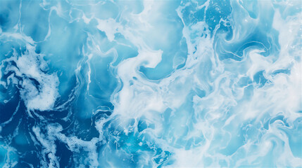 Ocean blue water surface background banner with water foam