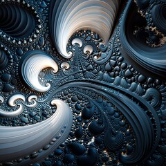 Intricate Fractal Design Resembling Ocean Waves and Ornaments