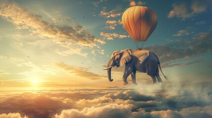an elephant with a hot air balloon