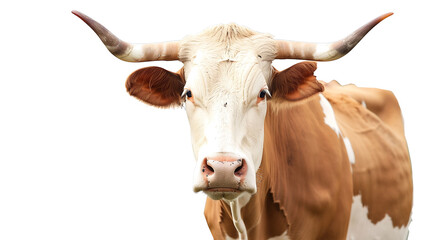 Curious Gaze: Isolated Cow on White Background