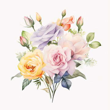 spring flower bouquet watercolor clip art