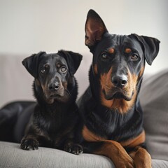 two dogs sitting on a couch