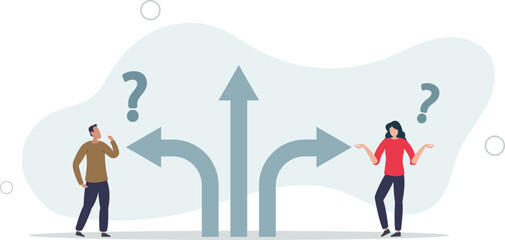 business people thinking on difference career path.flat vector illustration.