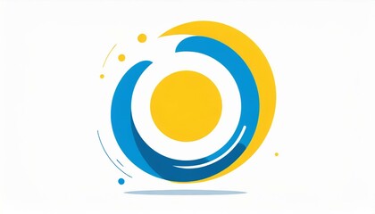 logo jaune et bleu en spirale autour d'un rond dessin en ia