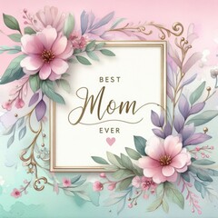 Floral Best Mom Ever Mother's Day Card