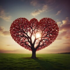 Tree in the shape of heart, background