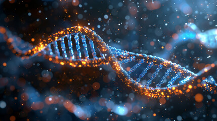 DNA structure, genetic code isolated on black background, science with scientific and abstract.