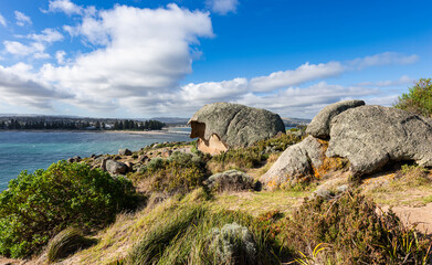 View of Granite Island and Causeway Bridge, Victor Harbor, Fleurieu Peninsula, South Australia
