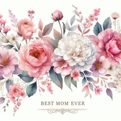 Mother's Day Floral Illustration with Loving Inscription