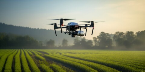 Fototapeta na wymiar Agrodrone for processing fields, smart farming. Generative AI.