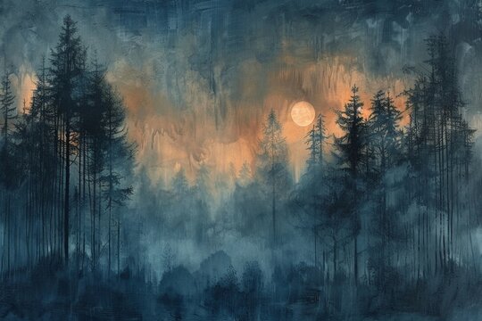 Shapeshifter s forest, changing forms, shapeshifter mystery painting, various focal points, twilight transformation, elusive nature