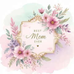 Pastel Floral 'Best Mom Ever' Mother's Day Card