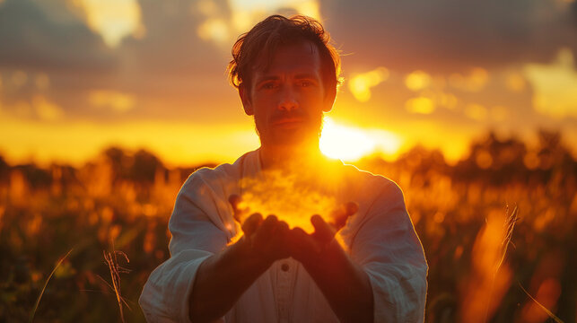 10. Hope Renewed: Against the backdrop of a radiant sunrise, a Rabbi extends his hands in blessing, symbolizing the dawn of hope and redemption. His steadfast faith serves as a bea