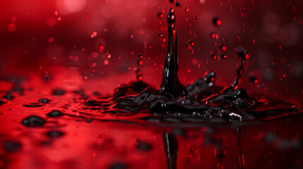 Red water droplets, captured in a close-up view.