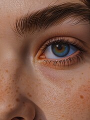 Close-Up Portrait: Woman Blue and Green Eye 

