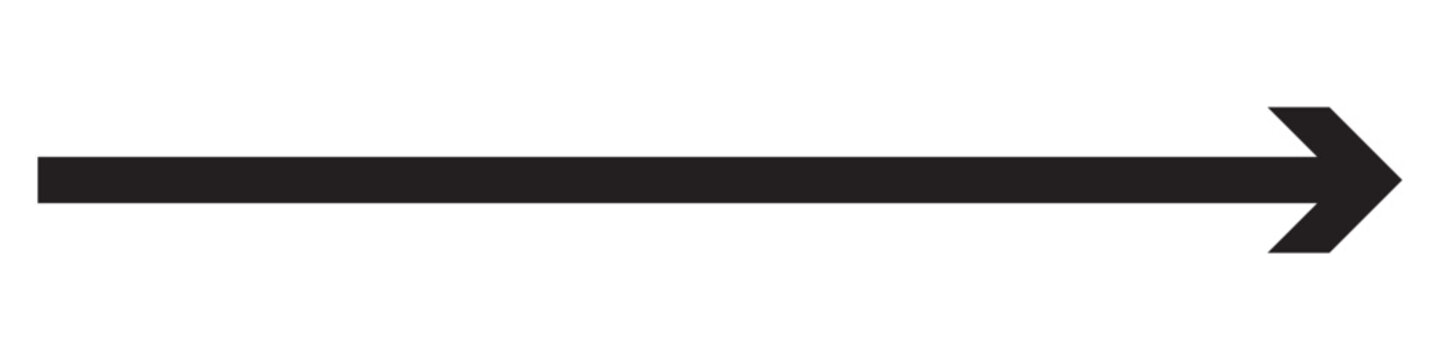Straight long right vector arrow icon. Black large backwards or left pointing solid long arrow icon. 