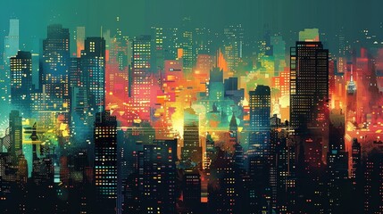Fototapeta premium Craft a visually striking graphic representation of downtown