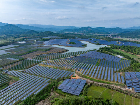 Aerial photography of solar photovoltaic panels
