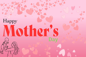 Happy Mother's Day Celebration, Featuring Joyful Mom and Child Embracing, Colorful Flowers, and Loving Messages - Ideal for Cards, Invitations, and Festive Graphics!