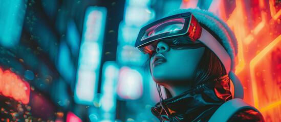 a girl wearing virtual reality headset