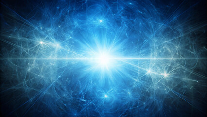 A Blue Bright Explosion of Light and Energy - obrazy, fototapety, plakaty