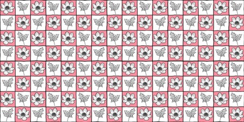 Simple flower chess seamless pattern, summer spring, colors