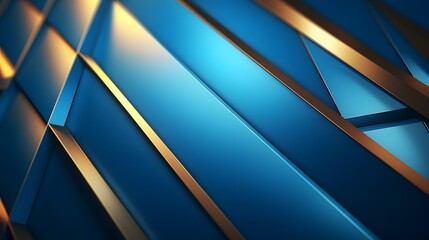 3d rendering of gold and blue abstract geometric background. Scene for advertising, technology, showcase, banner, game, sport, cosmetic, business, metaverse. Sci-Fi Illustration. Product display