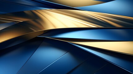3d rendering of gold and blue abstract geometric background. Scene for advertising, technology, showcase, banner, game, sport, cosmetic, business, metaverse. Sci-Fi Illustration. Product display