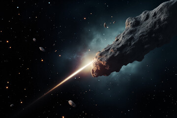 Weltraum mit Sternschnuppe und Comed - Space with shooting stars and comed