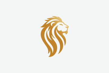 lion head minimal logo gold vector with premium luxury look that shows power strenght and high end services