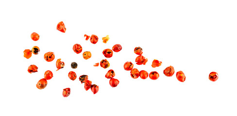Red Pepper seeds, a pile of aromatic peppercorn spice, dried spicy ingredients, overlay graphic element isolated on a transparent background