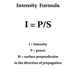 Intensity Formula on the white background. Education. Science. School. Formula. Vector illustration.