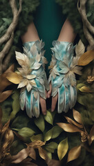 Obraz premium Ecological model in leaf costume
