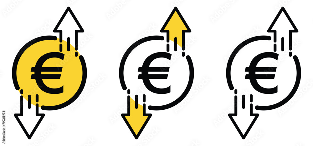 Wall mural Money transfer icon. euro symbol design for mobile app, ui, web. vector illustration on transparent background.