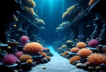 3D model a hyperrealistic 8k underwater coral city (2)