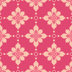 Pink floral seamless pattern. Abstract vector ornament template. Paisley elements. Great for fabric, invitation, background, wallpaper, decoration, packaging or any desired idea.