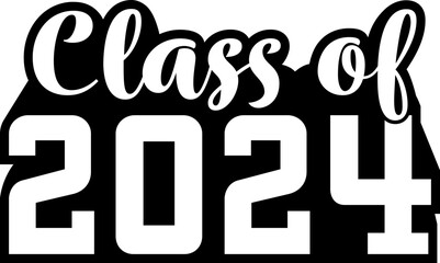 Class of 2024 Graphic Design with White Letters and Transparent Background
