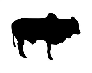 Qurbani indian cow silhouette vector on white background  - obrazy, fototapety, plakaty