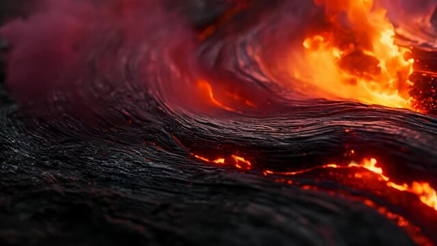 Molten Memories: Close-Up of Scorched Wood with Fiery Hues. Generative ai
