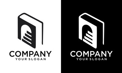 Book Stairs Logo Symbol Design Template Flat Style Vector